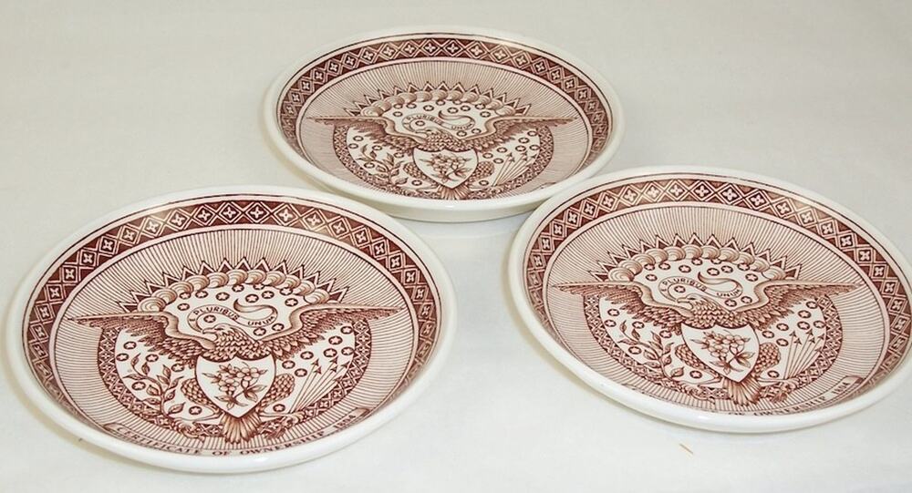 Vintage Alfred Meakin Fair Winds Coasters Set of 3 Brown Transferware 4.25"